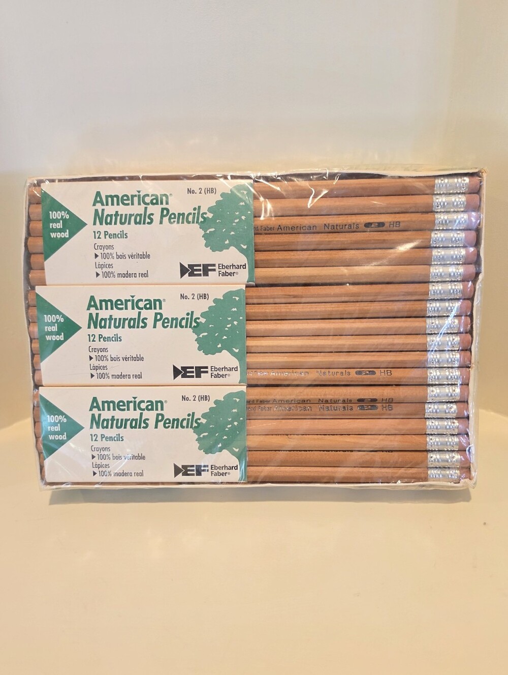 Vintage Eberhard Faber American Naturals #2 HB Pencils Natural Wood, 72 Pencils
